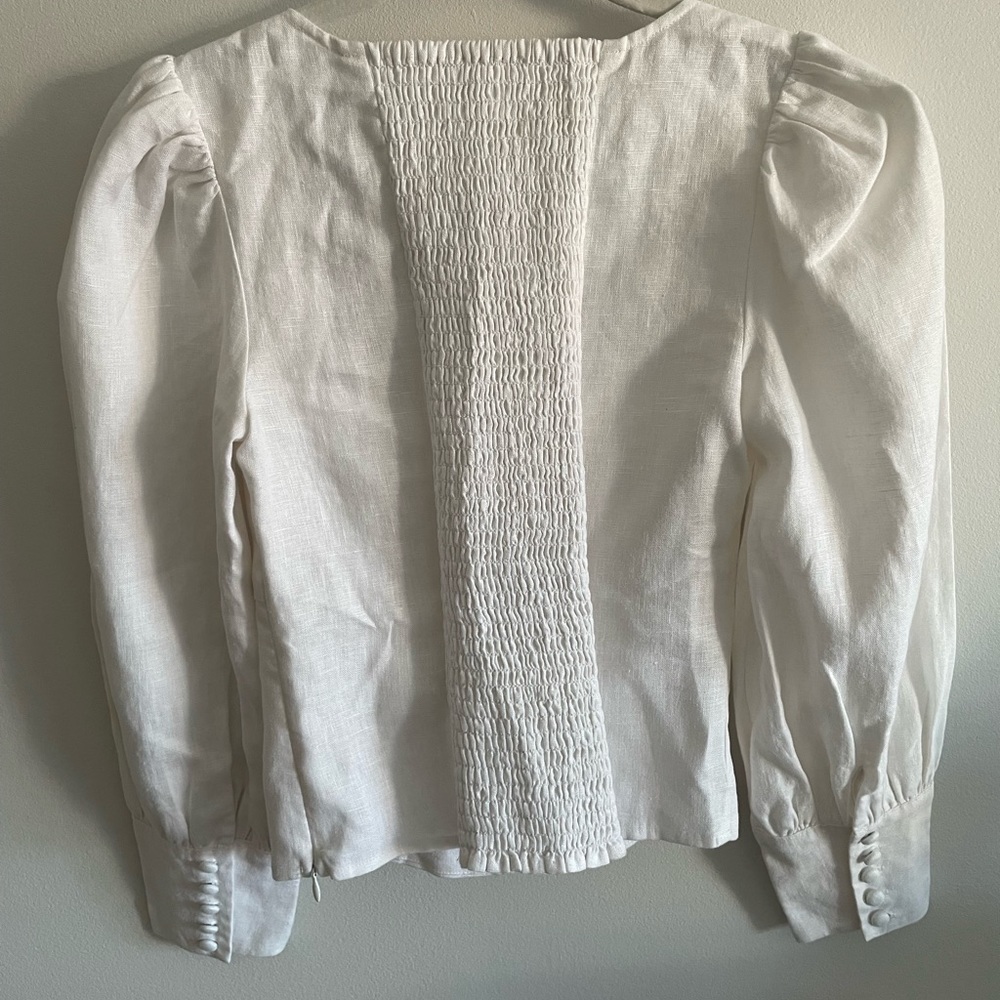 Reformation White Micah Linen Blouse size 2 - Picture 3 of 5